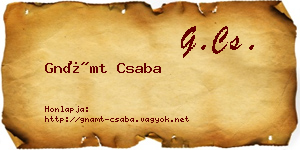 Gnámt Csaba névjegykártya